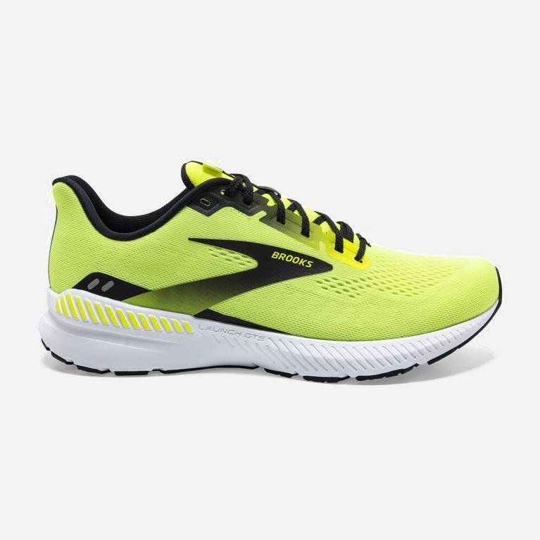 Brooks Launch Gts 8 NZ - Men's Energy Return Road Running Shoes - Nightlife/Black/White/GreenYellow